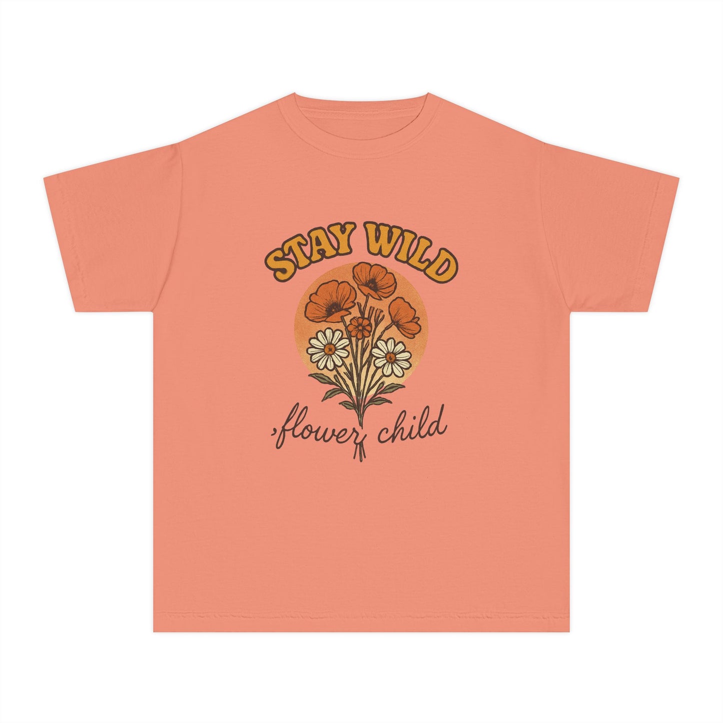 Youth Floral Graphic Tee - Stay Wild, Flower Child, Summer Style, Gift for Teens, Camp Vibes, Boho Chic