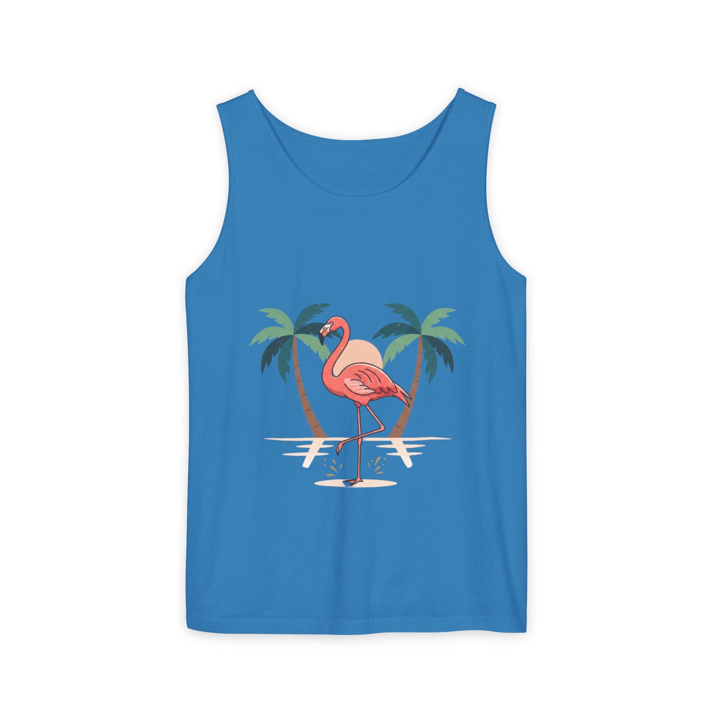 Flamingo Beach Tank Top — Tropical Palm Vacation Graphic Tank