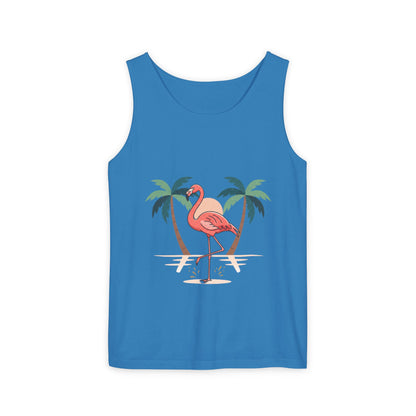 Flamingo Beach Tank Top — Tropical Palm Vacation Graphic Tank