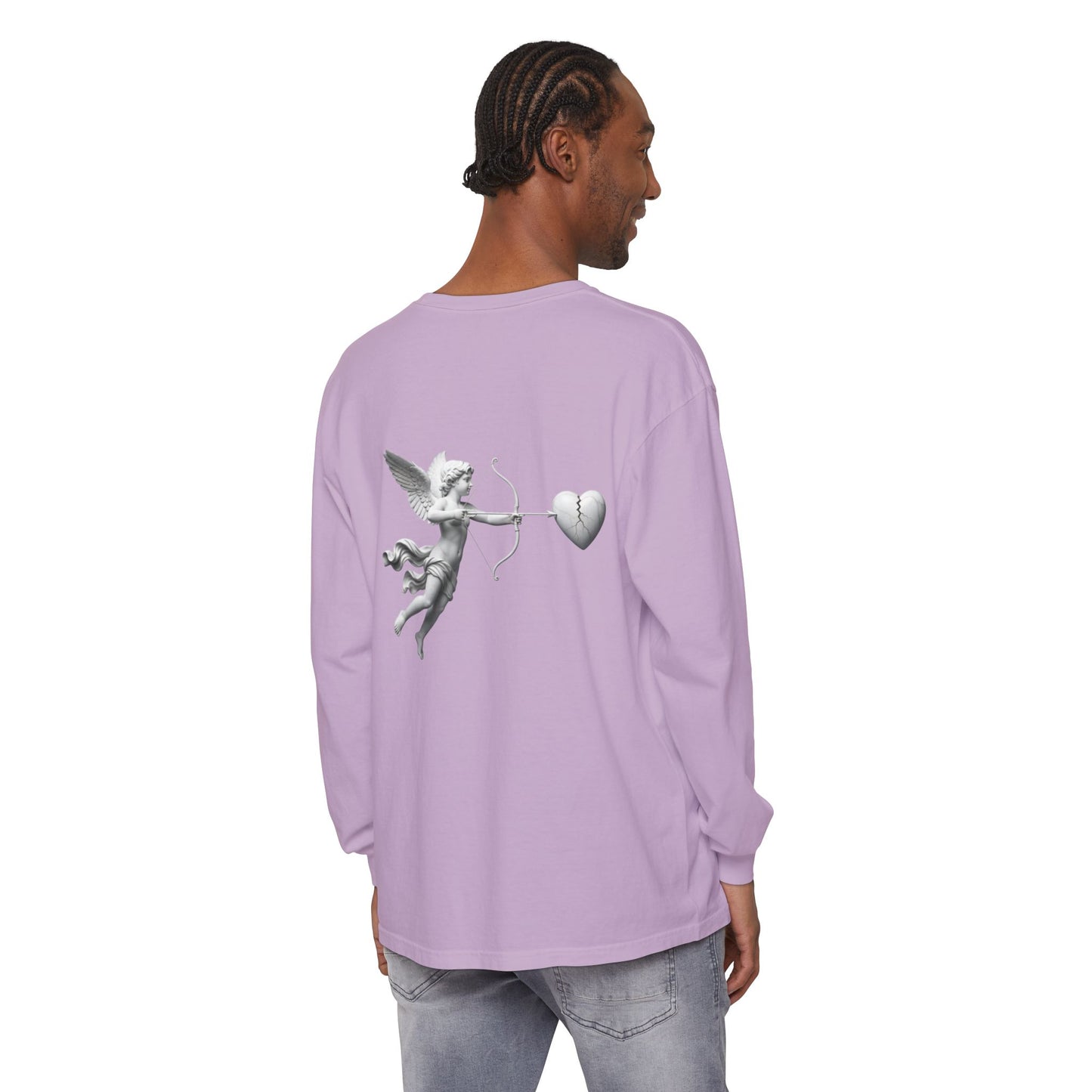 Cupid Cherub Long Sleeve Tee — Vintage Cupid Heart Graphic