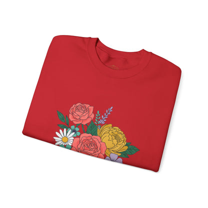 Floral Bouquet Crewneck Sweatshirt — Rose & Daisy Garden Graphic