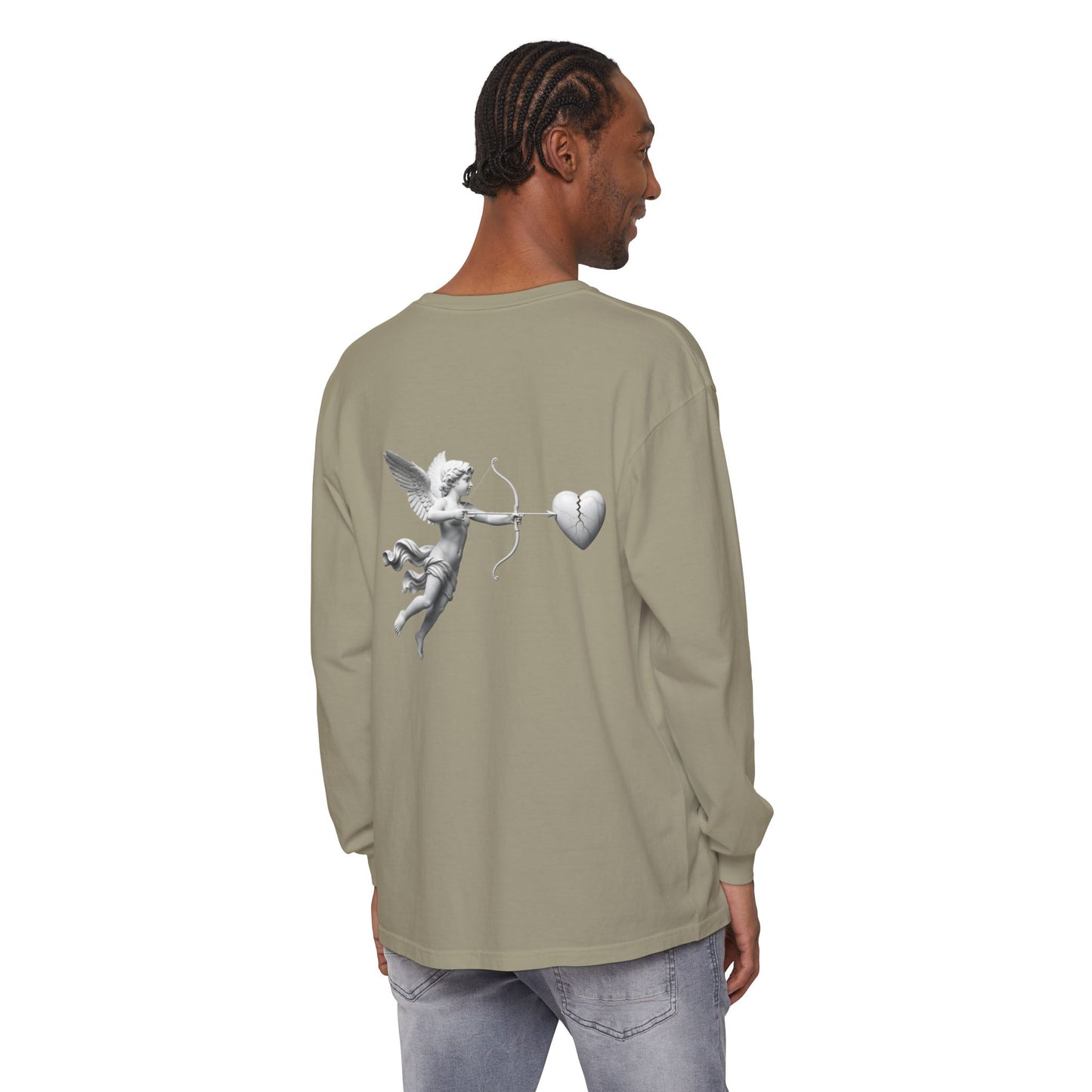 Cupid Cherub Long Sleeve Tee — Vintage Cupid Heart Graphic
