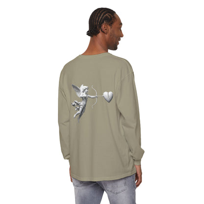 Cupid Cherub Long Sleeve Tee — Vintage Cupid Heart Graphic