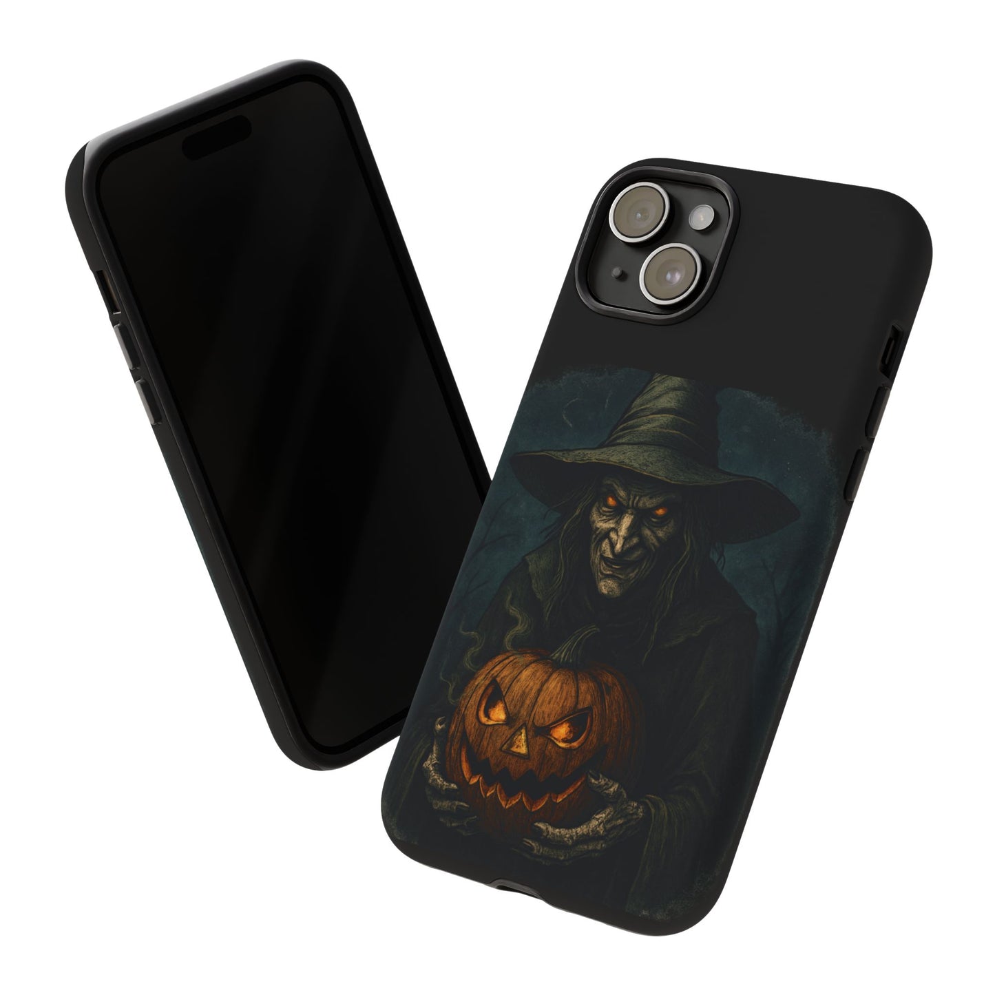 Halloween Phone Case, Tough Cases with Witch and Pumpkin Design, Spooky Gift for Witch Lovers, Fall Phone Accessory, Unique Halloween Decor
