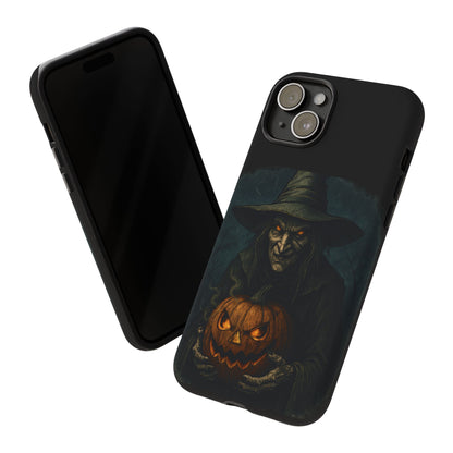 Halloween Phone Case, Tough Cases with Witch and Pumpkin Design, Spooky Gift for Witch Lovers, Fall Phone Accessory, Unique Halloween Decor