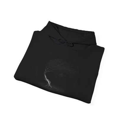 Windswept Tree Hoodie – Minimal Black Ink Nature Pullover