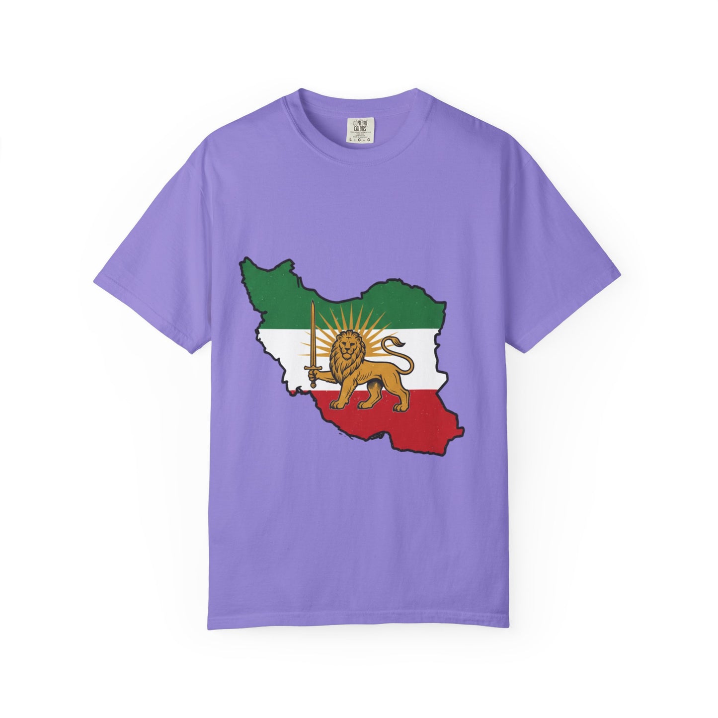 Iran Map T-Shirt with Lion and Sun Flag — Persian Heritage Tee