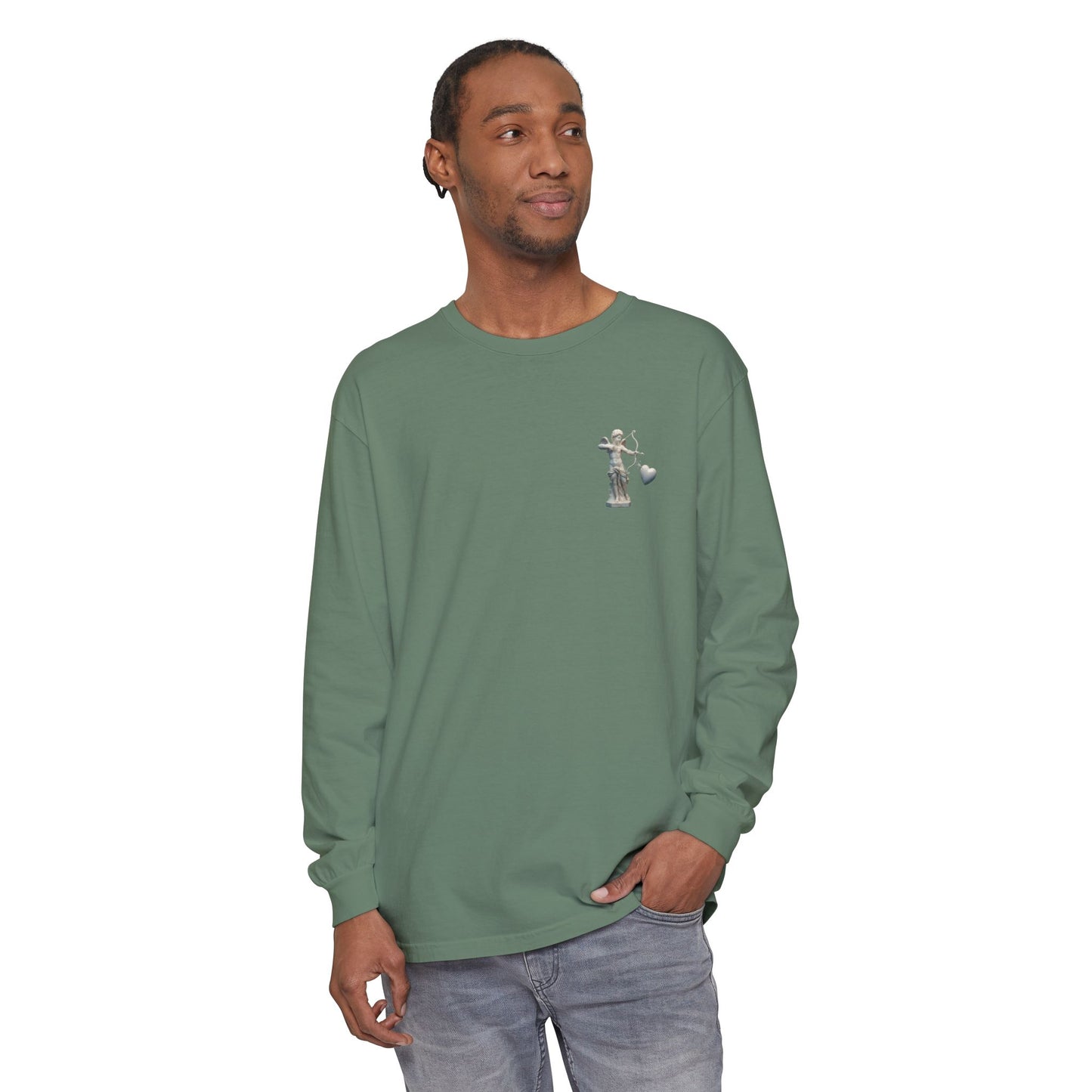Cupid Cherub Long Sleeve Tee — Vintage Cupid Heart Graphic