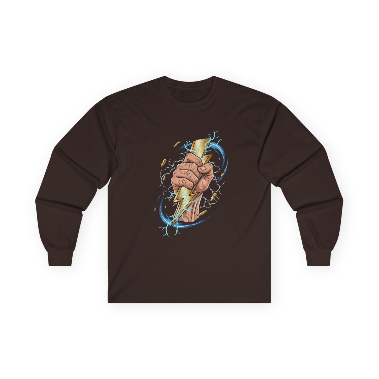 Fist & Lightning Bolt Long Sleeve Tee — Power Graphic Shirt