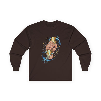 Fist & Lightning Bolt Long Sleeve Tee — Power Graphic Shirt
