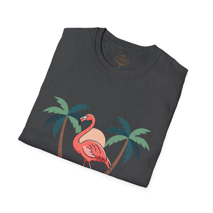 Flamingo Beach T-Shirt — Tropical Palm Island Graphic Tee