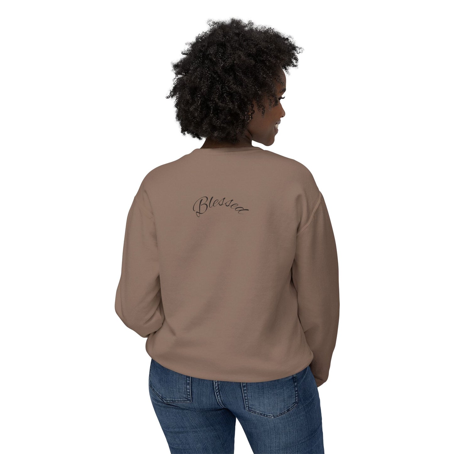 11:11 Crewneck Sweatshirt — Minimal White 'Blessed' Back Design
