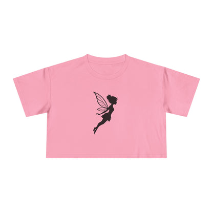 Fairy Silhouette Women's Crop Tee — Whimsical Pixie Graphic Top