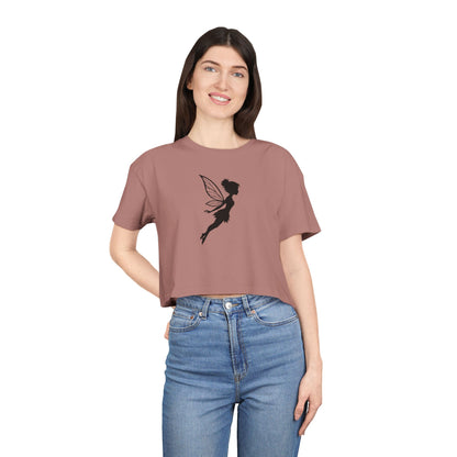 Fairy Silhouette Women's Crop Tee — Whimsical Pixie Graphic Top