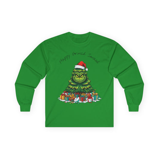 Grinch Christmas Tree Long Sleeve Tee — "Happy Grinchmas" Holiday Shirt