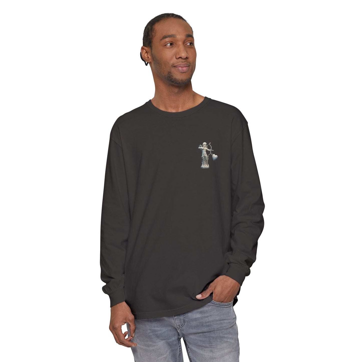 Cupid Cherub Long Sleeve Tee — Vintage Cupid Heart Graphic