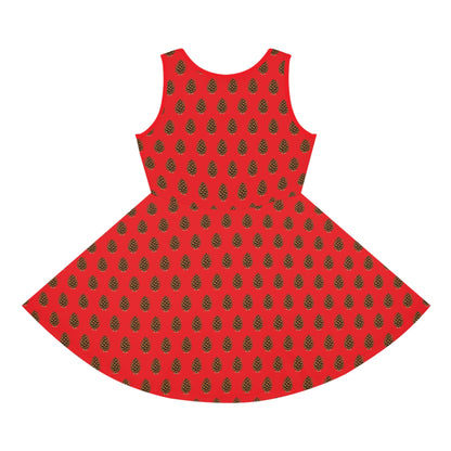 Festive Pinecone Girls' Sundress, Floral Summer Dress, Holiday Outfit, Birthday Dress, Vacation Dress, Christmas Dress