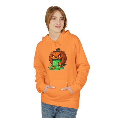 Halloween Pumpkin Graphic Hoodie, Unisex Midweight Fleece Sweatshirt, Spooky Fall Apparel, Fun Casual Wear, Gift for Halloween Lovers