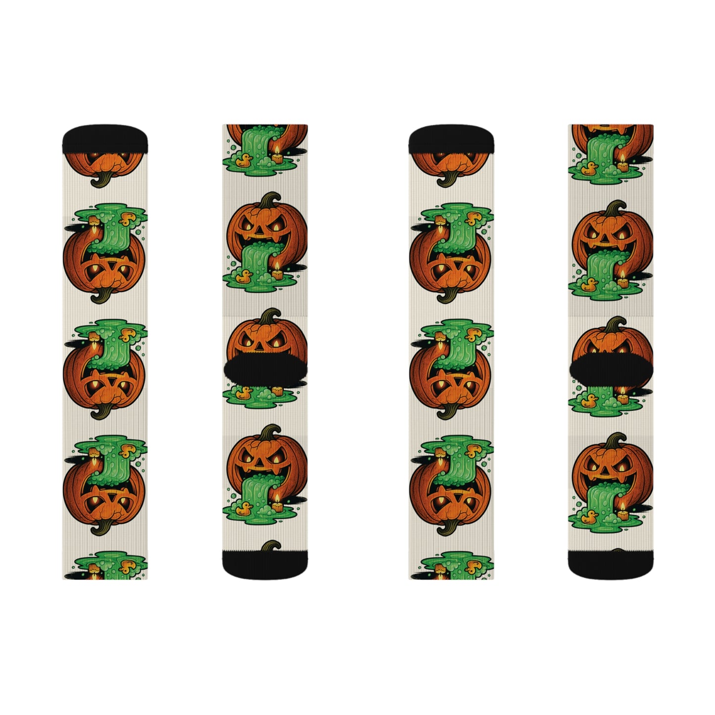 Halloween Sublimation Socks, Fun Holiday Socks, Pumpkin and Monster Design, Cozy Fall Accessories, Unique Gift for October