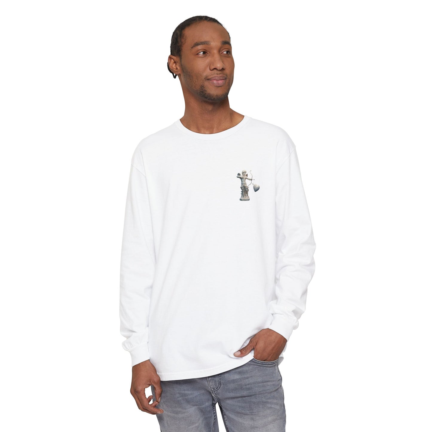Cupid Cherub Long Sleeve Tee — Vintage Cupid Heart Graphic