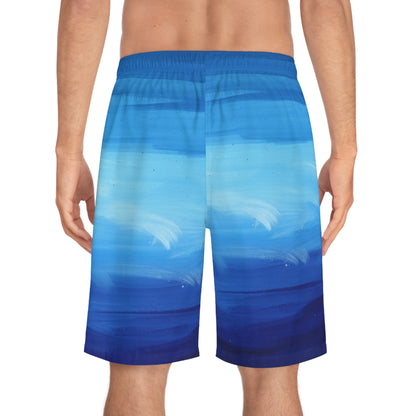 Board Shorts — Ocean Blue Gradient Swim Trunks