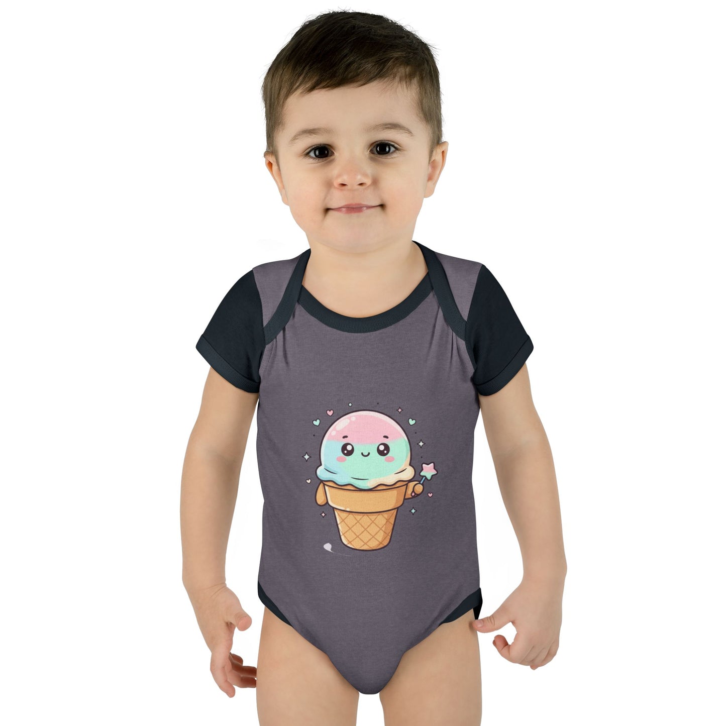 Cute Kawaii Ice Cream Cone Infant Bodysuit - Pastel Baby Onesie