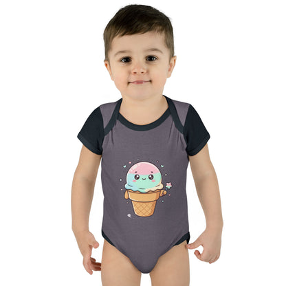 Cute Kawaii Ice Cream Cone Infant Bodysuit - Pastel Baby Onesie