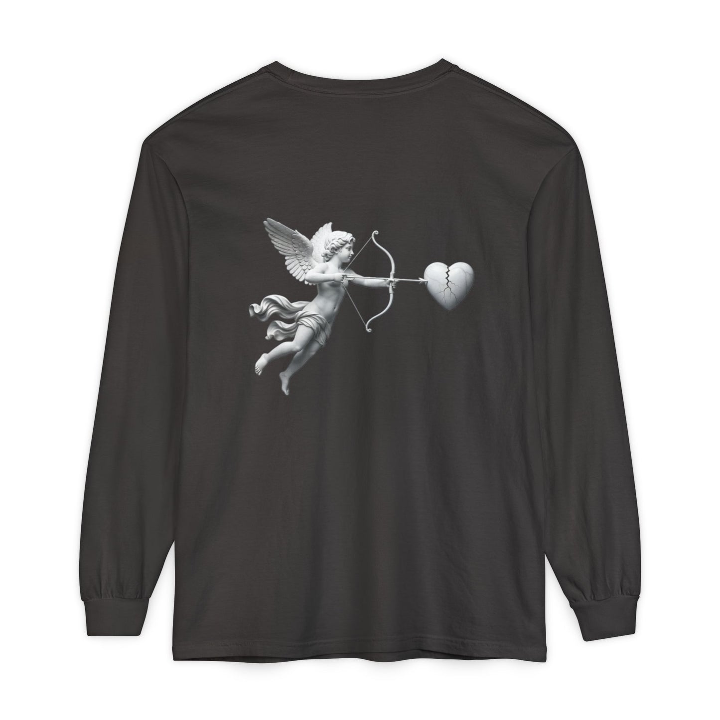 Cupid Cherub Long Sleeve Tee — Vintage Cupid Heart Graphic