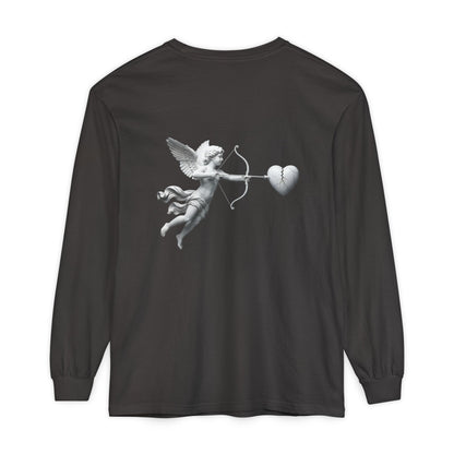Cupid Cherub Long Sleeve Tee — Vintage Cupid Heart Graphic