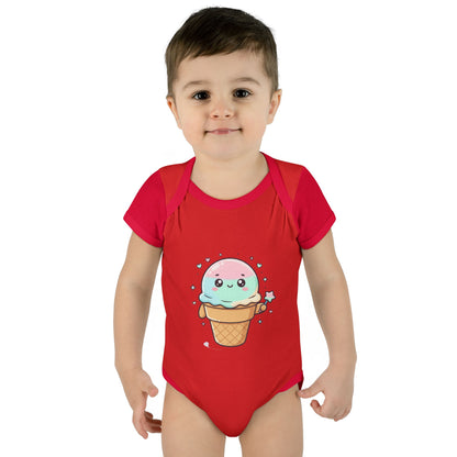 Cute Kawaii Ice Cream Cone Infant Bodysuit - Pastel Baby Onesie