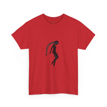 Silhouette Braid Tee — Minimalist Woman Profile T-Shirt