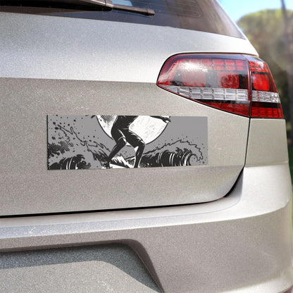 Surfing Silhouette Car Magnet — Moonlit Wave Vinyl Car Magnet