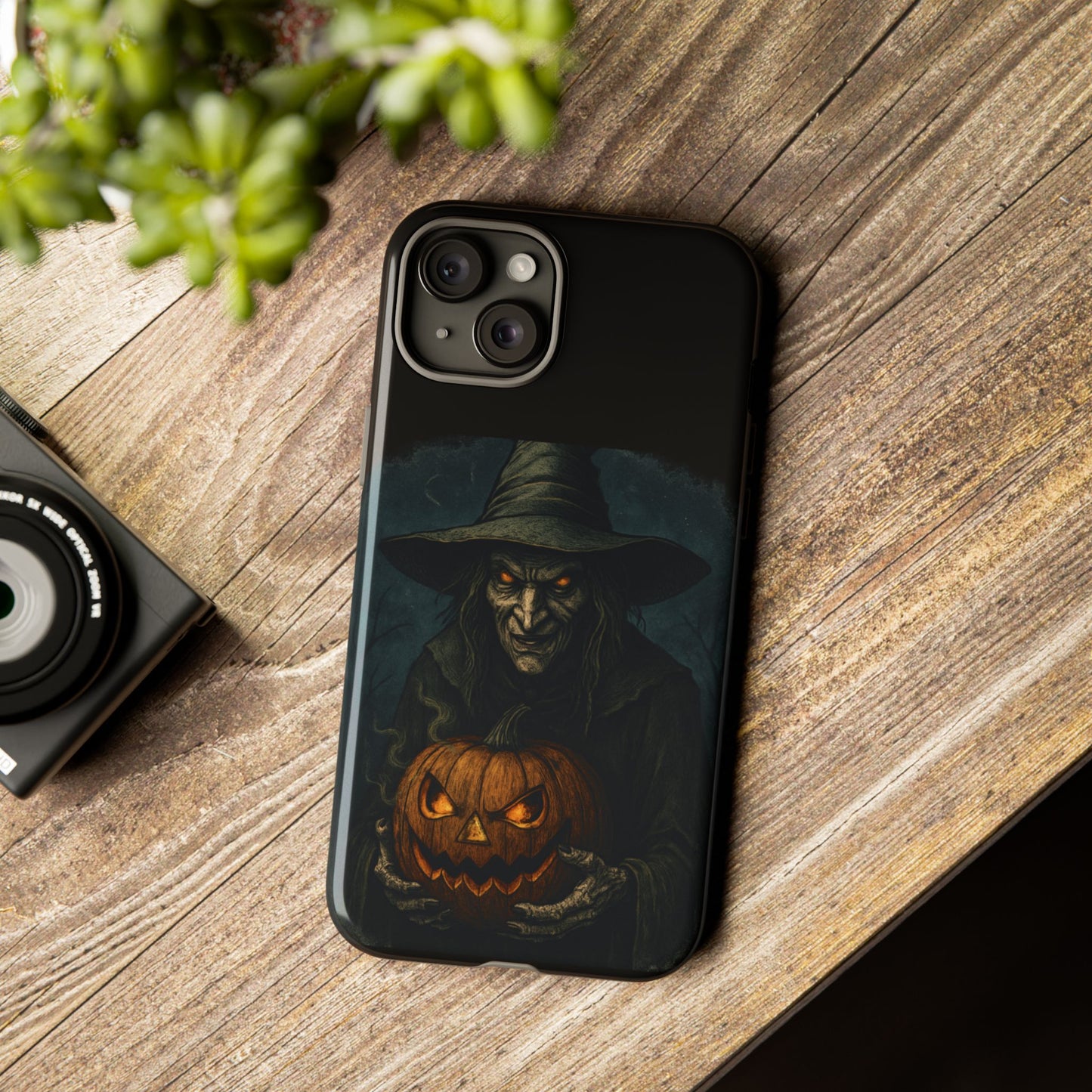Halloween Phone Case, Tough Cases with Witch and Pumpkin Design, Spooky Gift for Witch Lovers, Fall Phone Accessory, Unique Halloween Decor