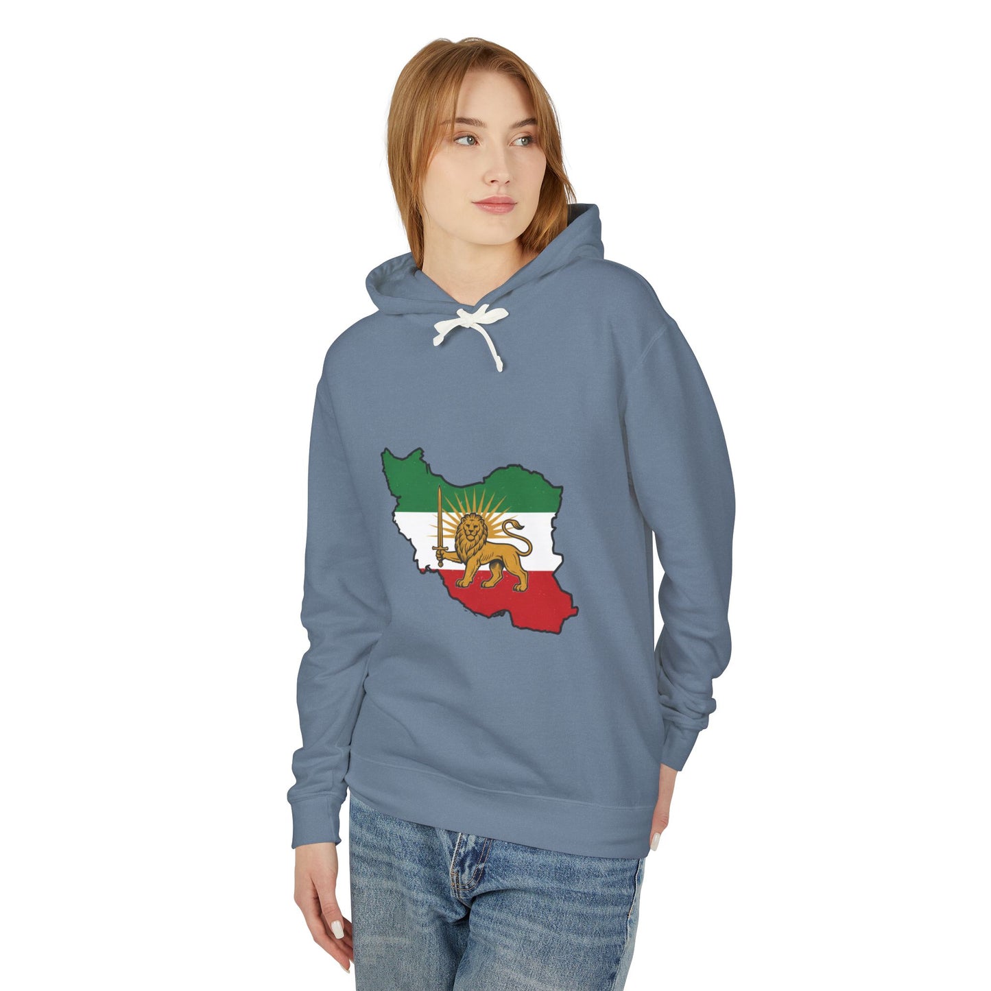 Iran Map Hoodie with Lion and Sun Flag — Persian Heritage Sweatshirt