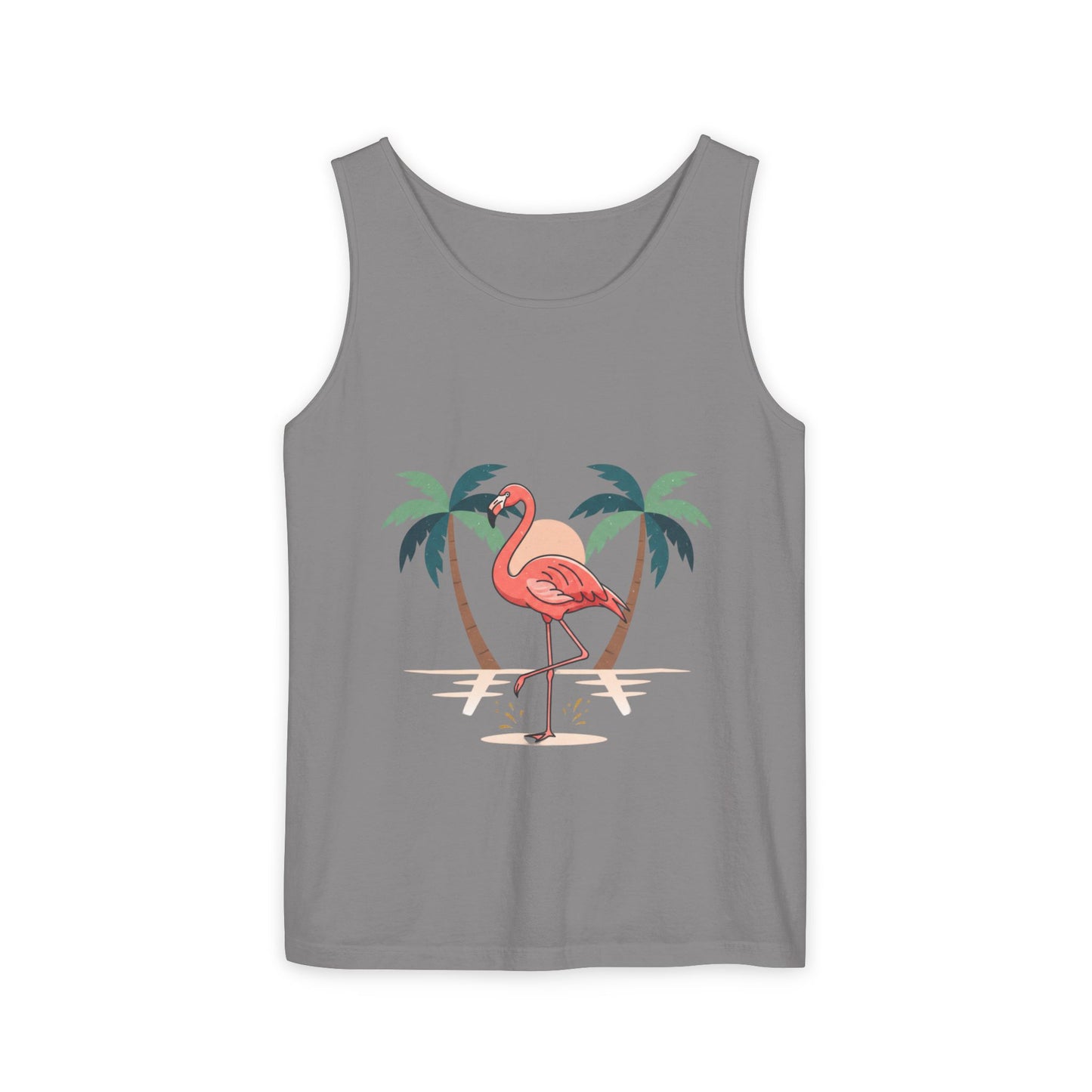 Flamingo Beach Tank Top — Tropical Palm Vacation Graphic Tank