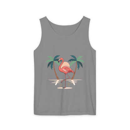 Flamingo Beach Tank Top — Tropical Palm Vacation Graphic Tank