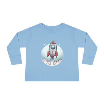 Toddler Space Rocket Long Sleeve Tee, Cute Toddler Shirt, Kids Gift, Birthday Outfit, Baby Shower Gift