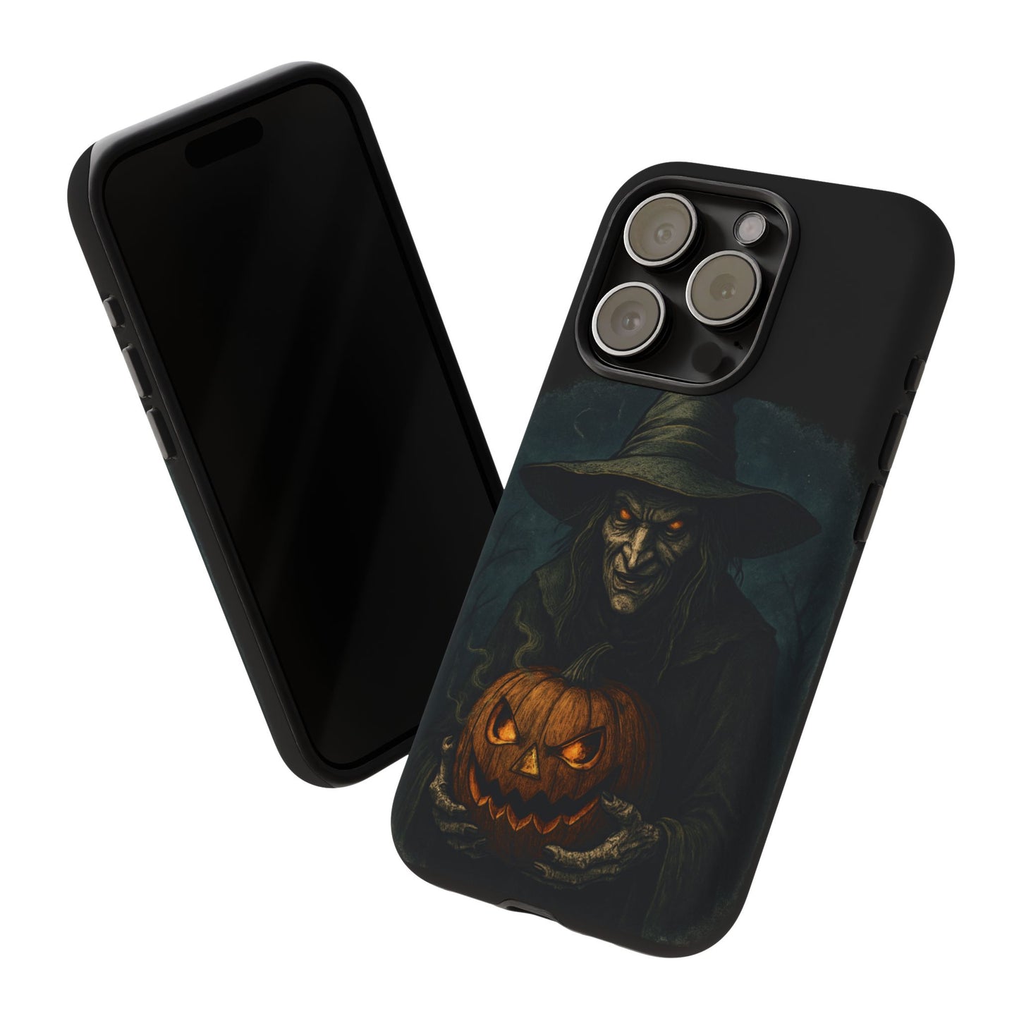 Halloween Phone Case, Tough Cases with Witch and Pumpkin Design, Spooky Gift for Witch Lovers, Fall Phone Accessory, Unique Halloween Decor
