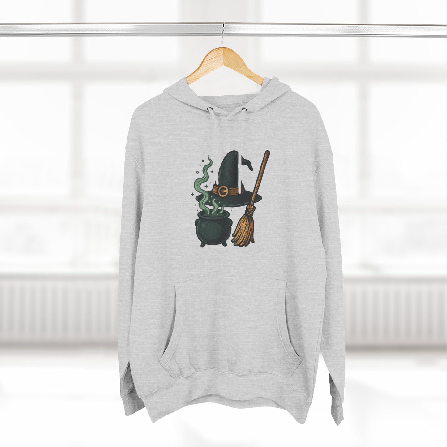 Witchy Fleece Hoodie, Cozy Halloween Sweater, Super Soft Witch Hat Design, Perfect for Fall Fashion, Unique Gift for Spooky Lovers