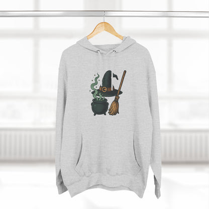 Witchy Fleece Hoodie, Cozy Halloween Sweater, Super Soft Witch Hat Design, Perfect for Fall Fashion, Unique Gift for Spooky Lovers