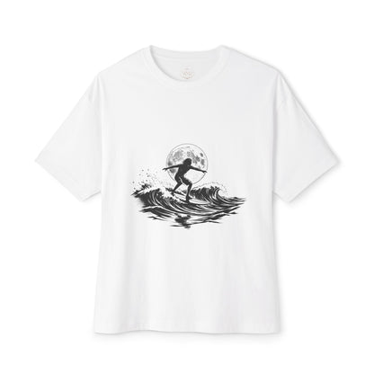 Surf Moon Graphic Tee — Silhouette Surfer on Waves