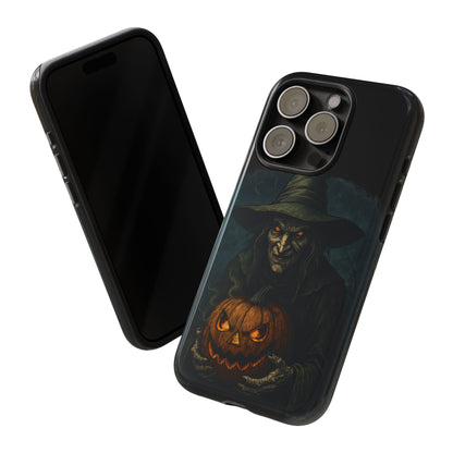 Halloween Phone Case, Tough Cases with Witch and Pumpkin Design, Spooky Gift for Witch Lovers, Fall Phone Accessory, Unique Halloween Decor