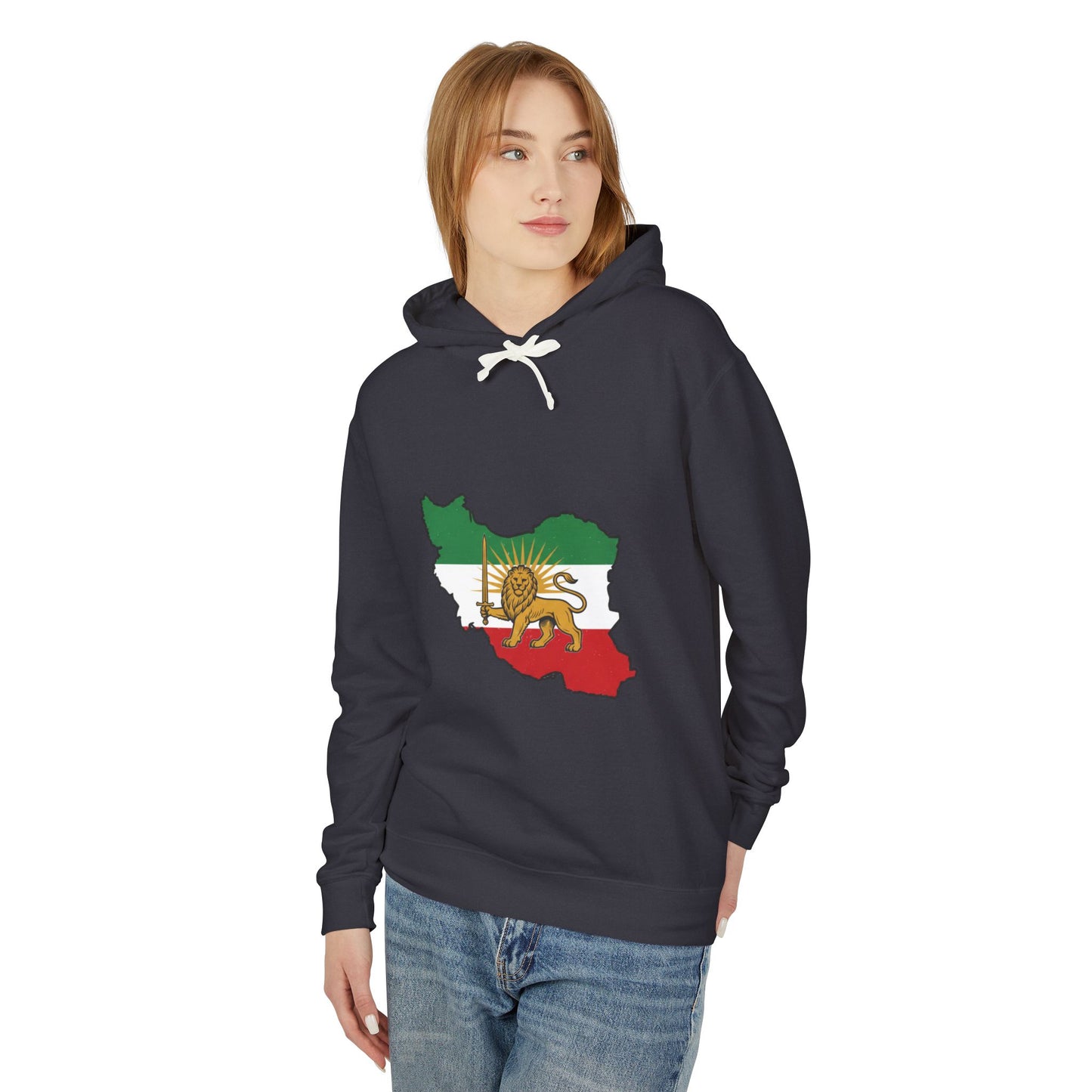 Iran Map Hoodie with Lion and Sun Flag — Persian Heritage Sweatshirt