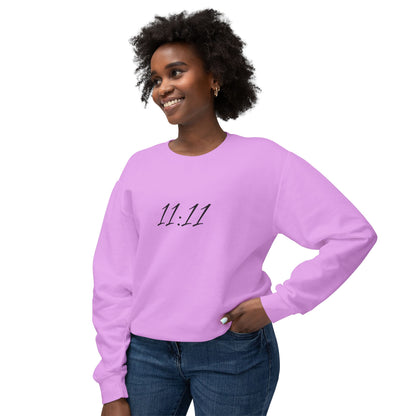11:11 Crewneck Sweatshirt — Minimal White 'Blessed' Back Design