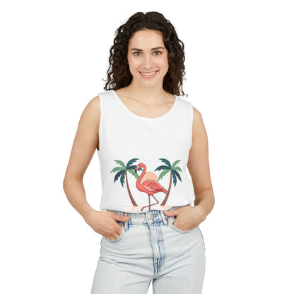Flamingo Beach Tank Top — Tropical Palm Vacation Graphic Tank