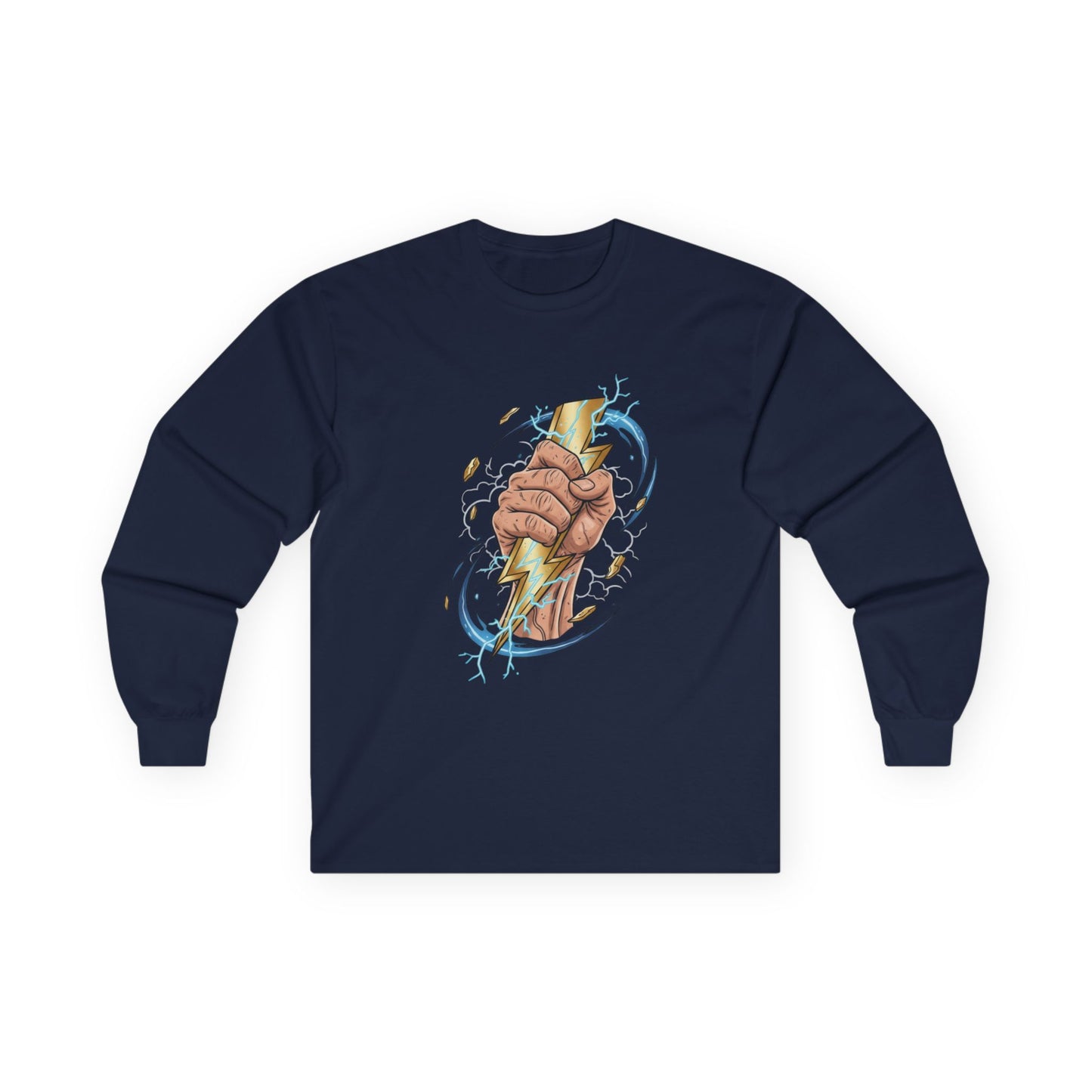 Fist & Lightning Bolt Long Sleeve Tee — Power Graphic Shirt