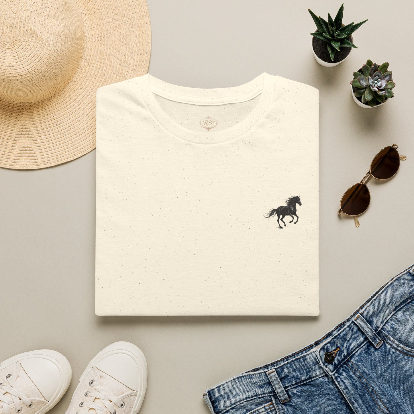 Minimalist Running Horse Tee — Small Chest Silhouette T-Shirt