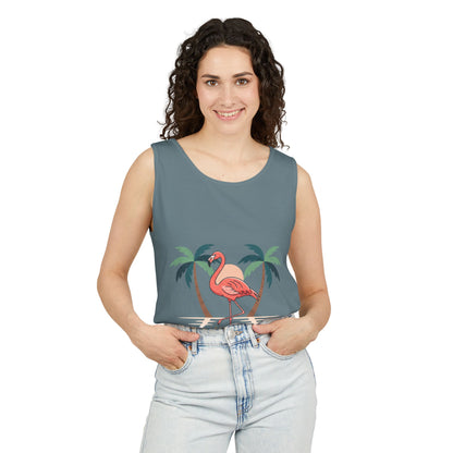 Flamingo Beach Tank Top — Tropical Palm Vacation Graphic Tank