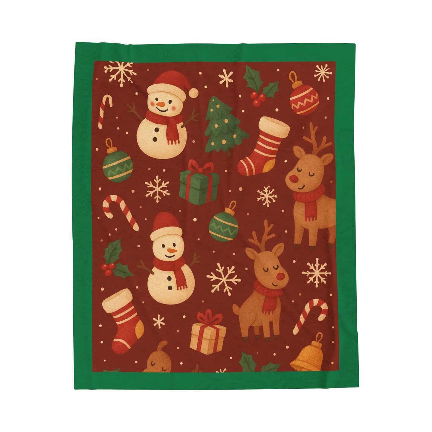 Cozy Holiday Velveteen Plush Blanket, Winter Decor, Gift for Her, Snuggle Blanket, Christmas Throw