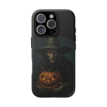 Halloween Phone Case, Tough Cases with Witch and Pumpkin Design, Spooky Gift for Witch Lovers, Fall Phone Accessory, Unique Halloween Decor